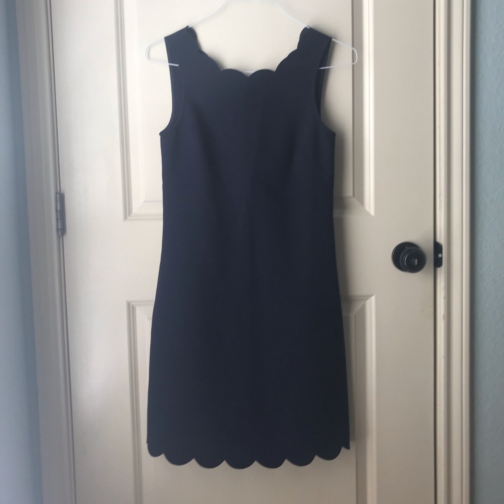 Navy J. Crew Laser Cut Scalloped Dress Size 2